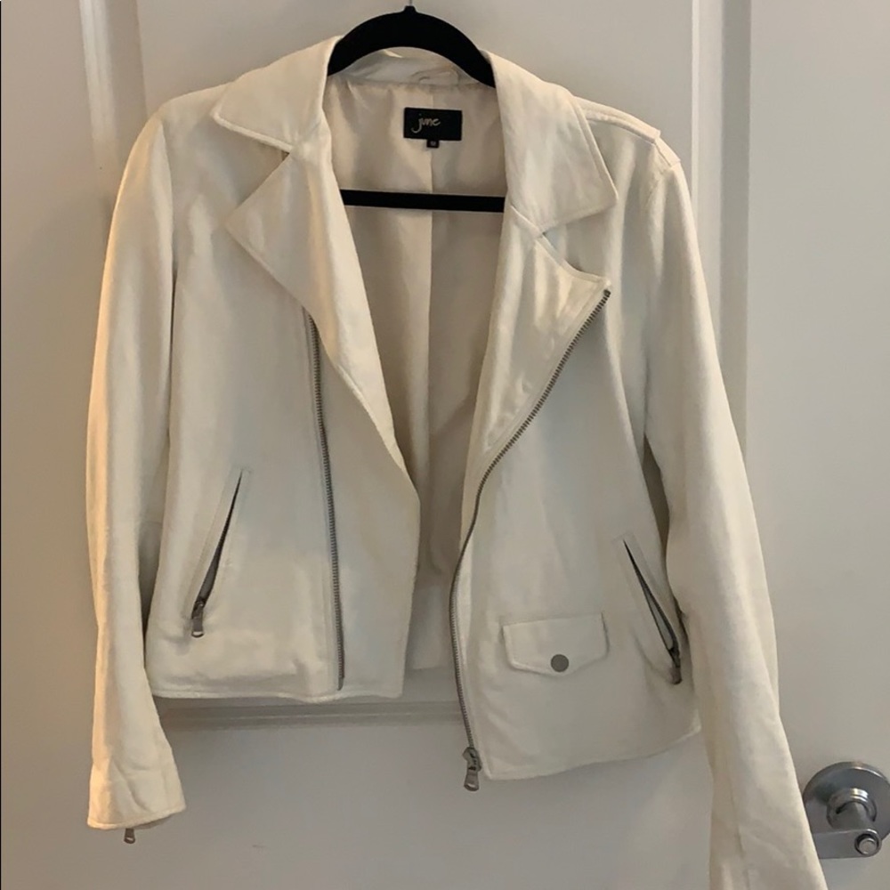 JUNE white leather jacket